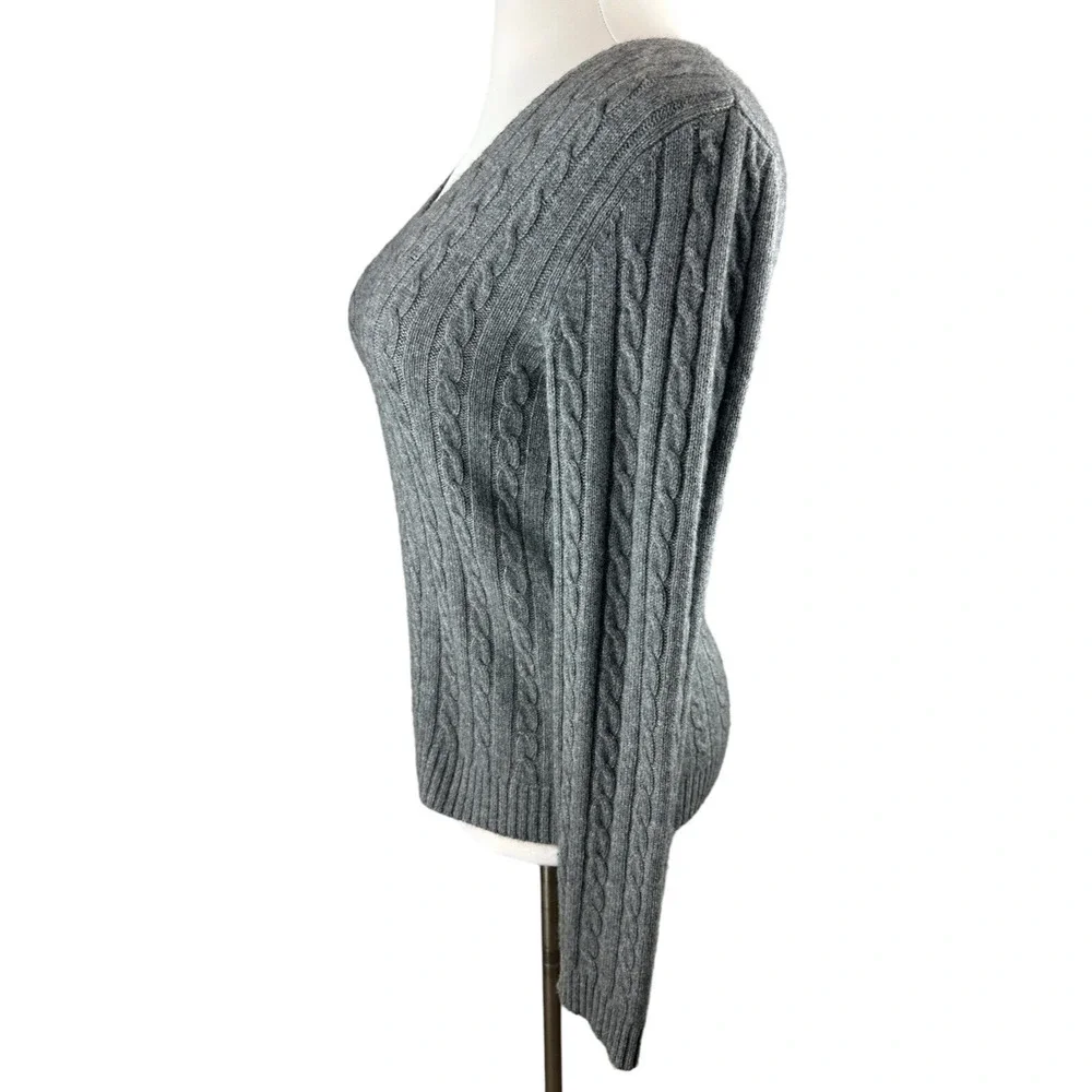Vtg Lauren Ralph Lauren Cashmere V-Neck Pullover Sweater Gray Women's Medium - Picture 3 of 14